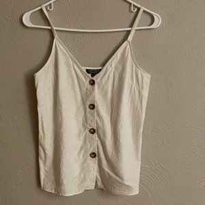 Topshop white button front tank